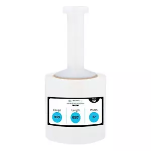 100 Stärke Guss Hand Stretchfolie 5" x 650' Kunststoff Bündelung Schrumpffolie 12 Rollen - Bild 1 von 9