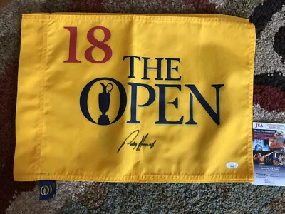 PADRAIG HARRINGTON FIRMADO BRITÁNICO ABIERTO GOLF BANDERA SIN FECHA RARA JSA Foto 1 de 3