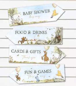 4 Winnie the Pooh Baby Shower Party Decoration Arrows - Picture 1 of 3