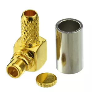 MMCX Crimp Plug male Right Angle for LMR100 RG316 RG174 cable RF connector Gold - Picture 1 of 4