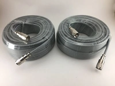两个 75 英尺 RG-8x 同轴电缆低损耗带 PL-259 CB HAM 收音机 RG8 全新!  — 第 1/2 张图片