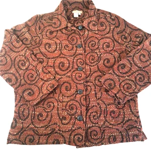 The Territory Ahead Wool Blend Blazer Jacket Women's L Copper Black Geometric - Picture 1 of 7
