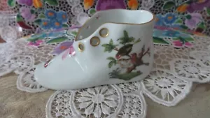 Lindo zapato de bebé Herend patrón de pájaro Rothschild - Imagen 1 de 6