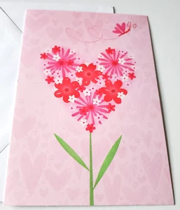 Valentine Card Hallmark Floral Heart Flower with Butterfly - Picture 1 of 3