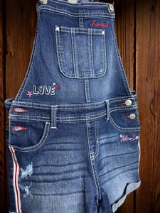 Jordache Kids Girls Distressed Blue Denim Jumper Overalls Size L (10/12) - Picture 1 of 9