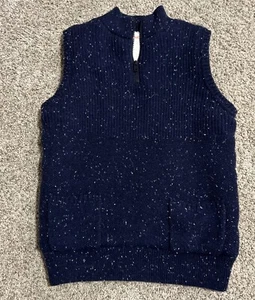 Boys Small Cat & Jack Sherpa Lined Navy Sweater Vest EUC - Picture 1 of 3
