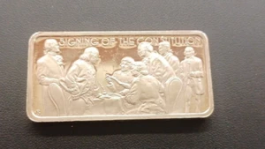 "Signing of Constitution" Silver Art Bar - One Troy OZ .999 - Hamilton 1974 - Picture 1 of 2
