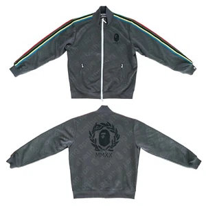 BAPE A Bathing Ape Cremallera Completa Calentamiento Pista Chaqueta Línea Manga Gris Para Hombres Grande - Imagen 1 de 10