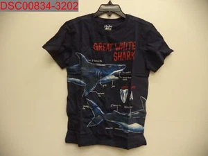 NWT - Hatley Boys Navy Great White Shark Graphic Tee, Size 7 671374499716 - Picture 1 of 9