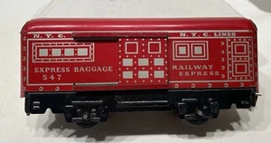 Marx No. 547 NYC Express Baggage - Red - 6 inch / 4 Wheel - Tab & Slot Couplers - Picture 1 of 6