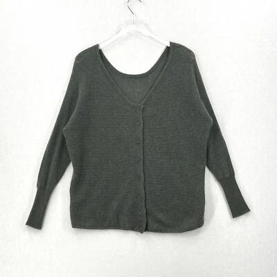 SUTIL LUJO Suéter Reversible de Cachemira Pequeño Mediano Verde Cárdigan Cuello en V Foto 1 de 4
