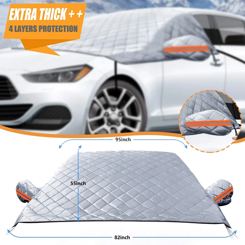 Cubierta de nieve para parabrisas de coche extra gruesa a prueba de hielo cubierta solar para hielo invierno Foto 1 de 4