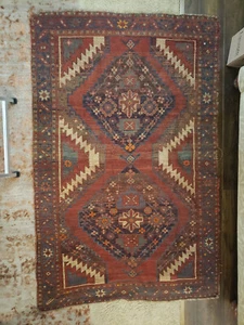Vintage Hand-Knotted Wool Rug – 72" x 47" – Geometric Design – Antique Area Rug - Picture 1 of 3