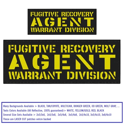 TACTICAL FREAKY Bundle Set 2 Fugitive Recovery Agent Warrant Reflective Patches Plate Carrier #X
