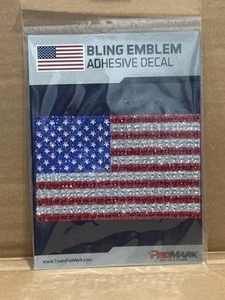Pro Mark Bling American Flag Emblem Adhesive Decal 4.75" x 3" NEW - Picture 1 of 4