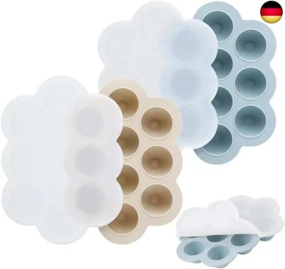 BESUCHE DEN PANDAEAR-STORE PandaEar 2er-Pack Babybrei Einfrieren Behälter mit Deckeln, Silikon