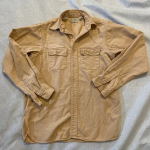 VTG LL Bean Boys Sz 18 Soft Chamois Cloth Shirt Orange Tan Comfortable Texture - Picture 1 of 6