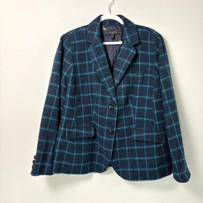 Chaqueta Blazer Talbots Mujer 18W Azul Tela Escocesa Lana Forrada Pato Preppy Academia Foto 1 de 4