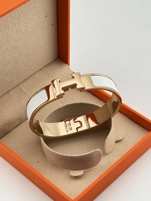 Nuevo Brazalete Clic H Color Oro Rosa/Blanco Foto 1 de 4