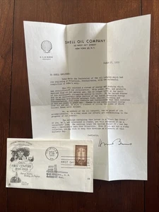 1134 Petroleum Industry FDC Art Craft Letter from Shell President to Employees - Picture 1 of 5