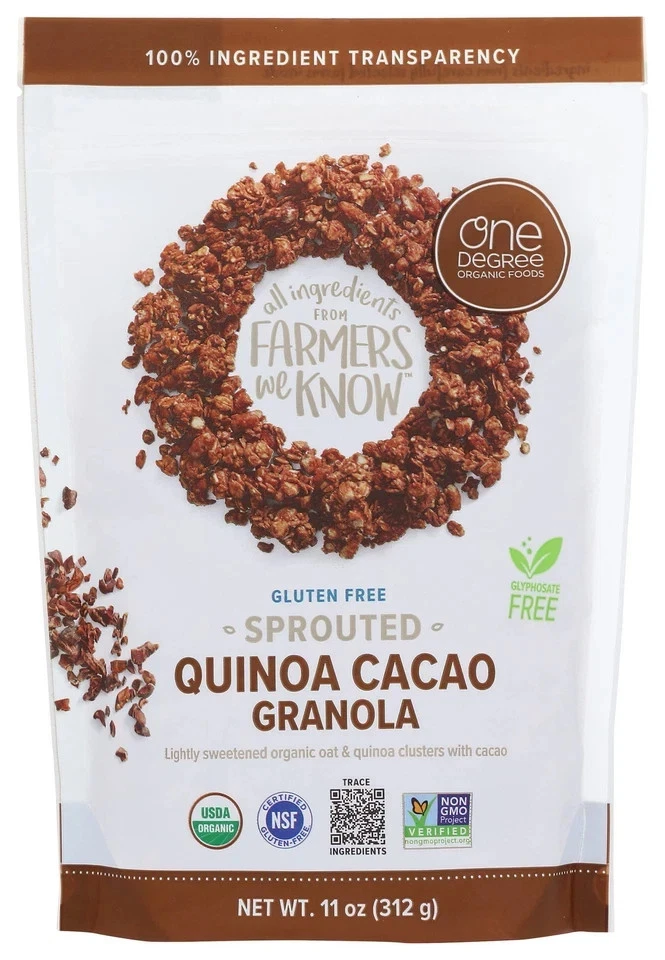Granola de quinua de avena de cacao orgánica One Degree, 11 onzas - 6 por estuche. Foto 1 de 1