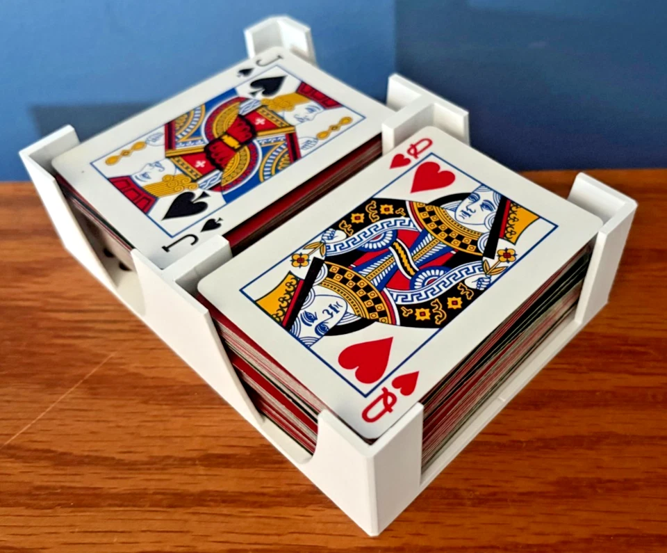 2 to 4 Deck Playing Card Tray Canasta Hand & Foot Samba Gin Rummy White USA Made - Image 1 of 4