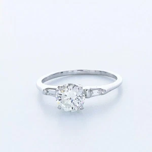 3-Stone Engagement Ring 14K Gold Petite 1.78 Carat Round Lab-Grown Diamond G SI1 - Picture 1 of 5