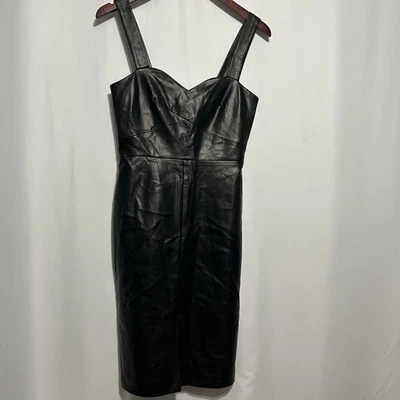 French Connection 女式 Crolenda 人造皮革连衣裙 2 码黑色全新 — 第 1/4 张图片