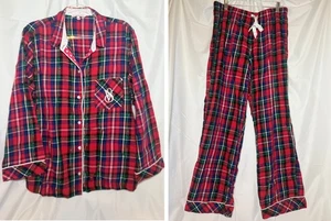Victoria's Secret Women’s Red Plaid Flannel Pajamas Set Size Large Holiday - Picture 1 of 8