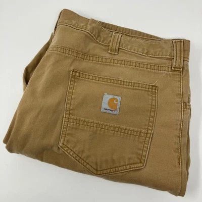 Брюки рабочие Carhartt свободного покроя 42x32 (подходит 42x30) хаки холщовые стрейч плотник - Изображение 1 из 4