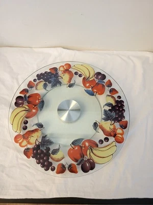 Mesa de vidrio templado de obras de arte de 12" diseño Lazy Susan Fruits Foto 1 de 4