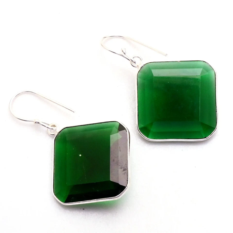 Зеленый кварц драгоценных камней ручной работы падение подвеской серьги ювелирных изделий подарок 1,8 «AE-88673 - Изображение 1 из 1