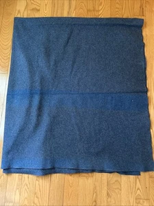 Vintage Wool Blue Blanket Camp Cabin Military Style Heavy 67”x80” - Picture 1 of 3