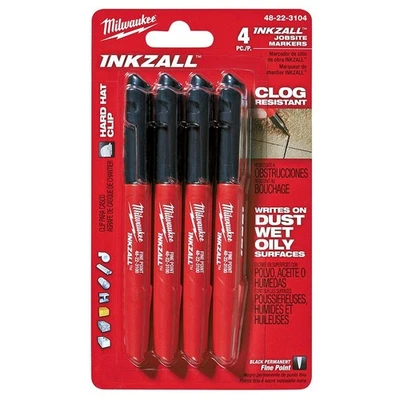Milwaukee 48-22-3104 Inkzall Point Markers, Fine Point, Black, 4-Pack - Image 1 of 4