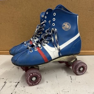 VNTG FIREBALL Official ROLLER DERBY ROLLER SKATES Quad Blue White Red sz 6 Men - Picture 1 of 24