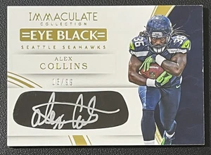 2016 Immaculate Collection Eye Black Auto Alex Collins #’d /99 Seattle Seahawks - Picture 1 of 2