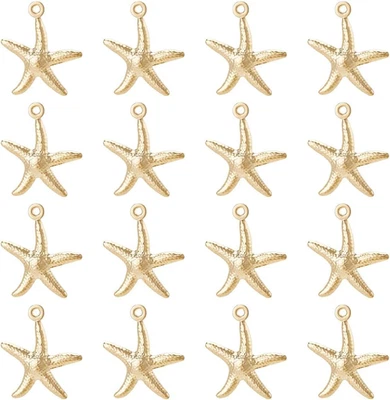 1 Box 60Pcs Starfish Charm 24K Gold Plated Stainless Steel Sea Stars Ocean Anima - Image 1 of 4