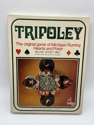 Tripoley Deluxe Mat Cadaco 1969 No. 111  Michigan Rummy Poker Vinyl MAT-BOX ONLY - Image 1 of 3