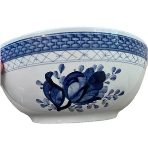 Large Royal Copenhagen Tranquebar Blue Flower Serving Bowl Denmark Basketweave - Picture 1 of 7