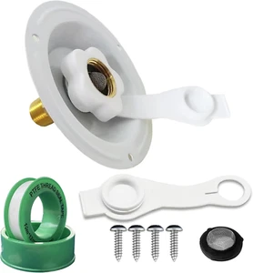 RV City Water Inlet with Check Valve & Dust Plug for Camper Motorhome - White - Picture 1 of 7