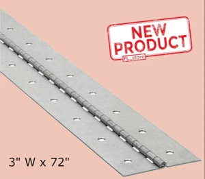 3" x 6 Ft Piano Hinge Steel Finish Continuous Full Surface Nonremovable Pin NEW - Picture 1 of 12