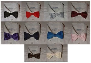 BOYS BOW TIES,TIE WITH BAND LOADS OF COLOURS UK made - Picture 1 of 2
