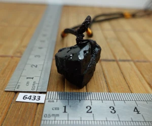 Collier pendentif TOURMALINE NOIRE + cordon reglable pierre brute naturelle 14g - Imagen 1 de 7