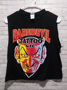 DAREDEVIL Tattoo NYC Womens Sm Black T Shirt New York City Crop Sleeveless Top - Picture 1 of 5