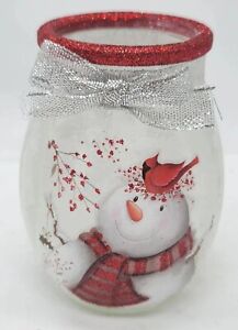 Stony Creek Indoor Winter Decor Snowman 4 Inches Tall Candle Holder Glass Jar