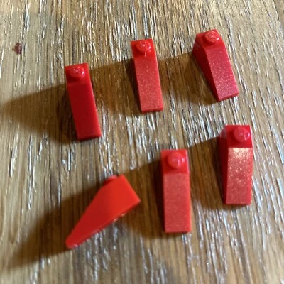 Lego Lot of 6 Red 1x3 Roof Sloped Castle Bricks 4286 - Image 1 of 2