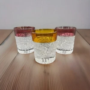 3 SMALL CRYSTAL D'ADRIANA LUNA RUBY/YELLOW STAINED COCKTAIL NO DAMAGE - Picture 1 of 6