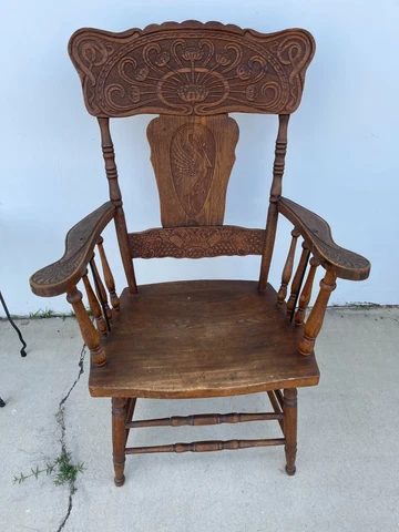 Vintage WOOD  CHAIR with carved back Cover
