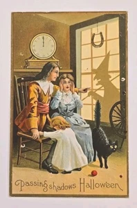 Cartolina antica Halloween 1911, serie 140, funghi vedi strega, rara - Foto 1 di 6