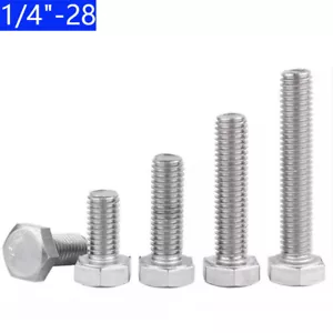 1/4"-28 UNF Fine Thread Stainless Steel Hex Head Bolt Hex Head Cap Screws DIN933 - Picture 1 of 4